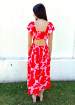 KRISTA FLORAL TIERED MAXI DRESS- RED/PINK