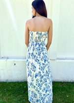 AMOROSA FLORAL MAXI DRESS- CREAM/BLUE