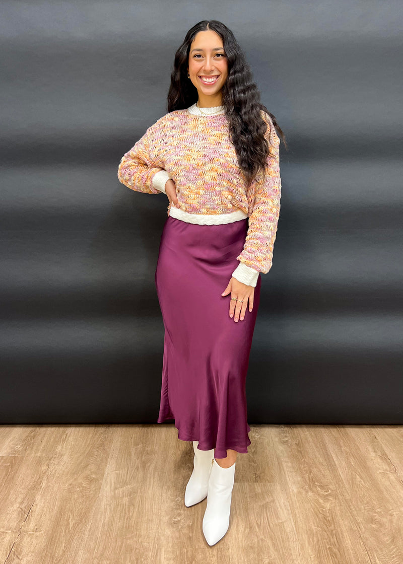 LAMIA SATIN SKIRT- SANGRIA
