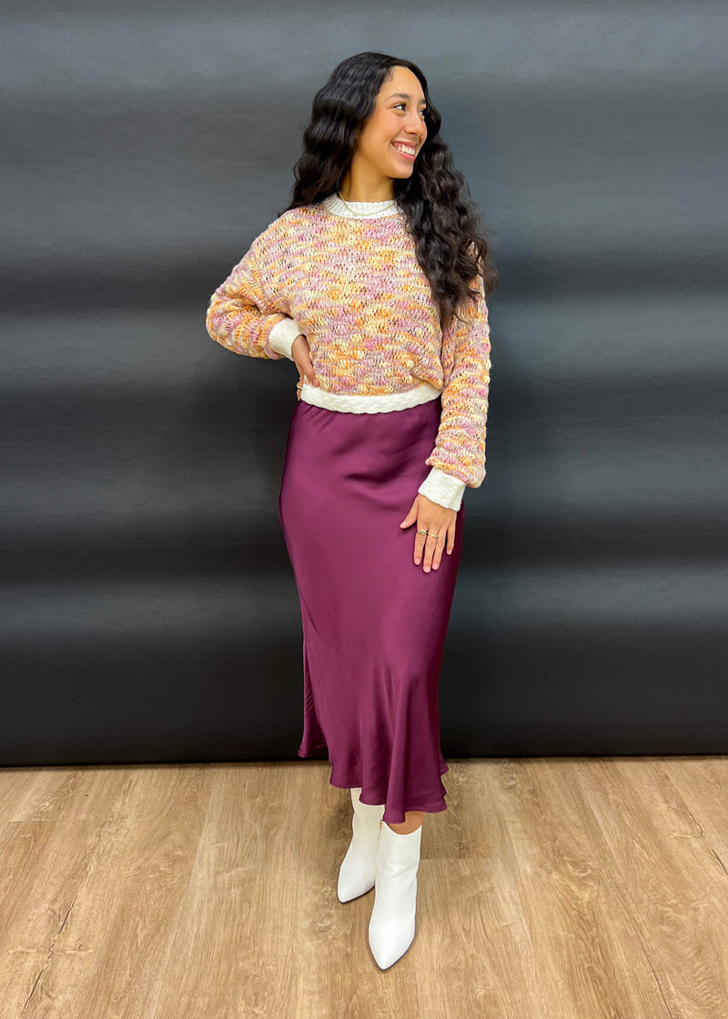 LAMIA SATIN SKIRT- SANGRIA