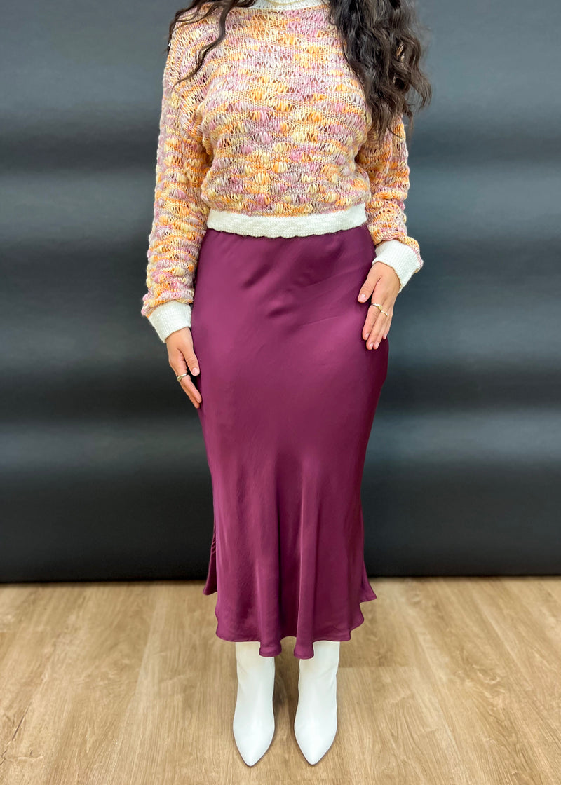 LAMIA SATIN SKIRT- SANGRIA