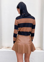 RULEX COLOR BLOCK KNIT TOP- BLACK/MOCHA