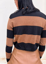RULEX COLOR BLOCK KNIT TOP- BLACK/MOCHA