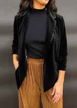 DINE ME VELVET BLAZER- BLACK