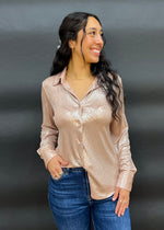 SOIREE FOIL BLOUSE- BLUSH