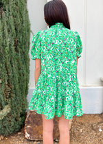 KATRINA FLORAL TIERED DRESS- GREEN
