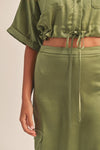SABINA SATIN TOP- OLIVE