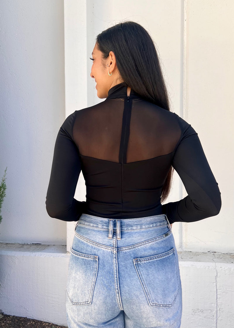 MESH SHEER BODYSUIT- BLACK