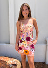 FLORAL APPLIQUE MINI DRESS- BLUSH PINK