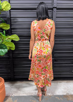 MANGO FLORAL SATIN DRESS- APRICOT