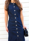 DENIM MIDI DRESS- DENIM
