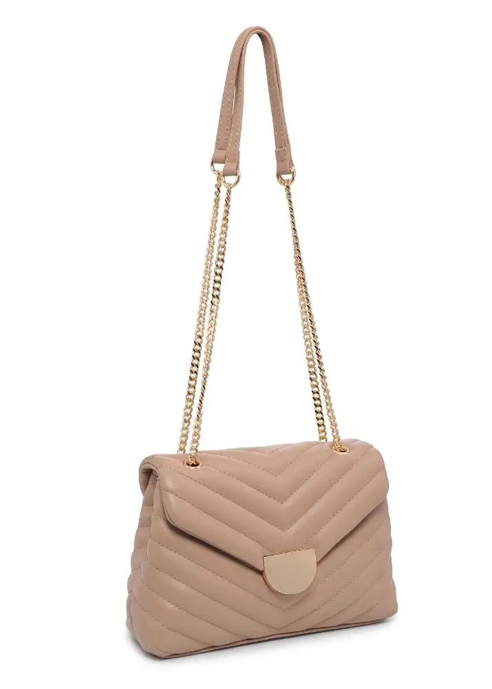 NORA QUILTED CROSSBODY PURSE- NATURAL