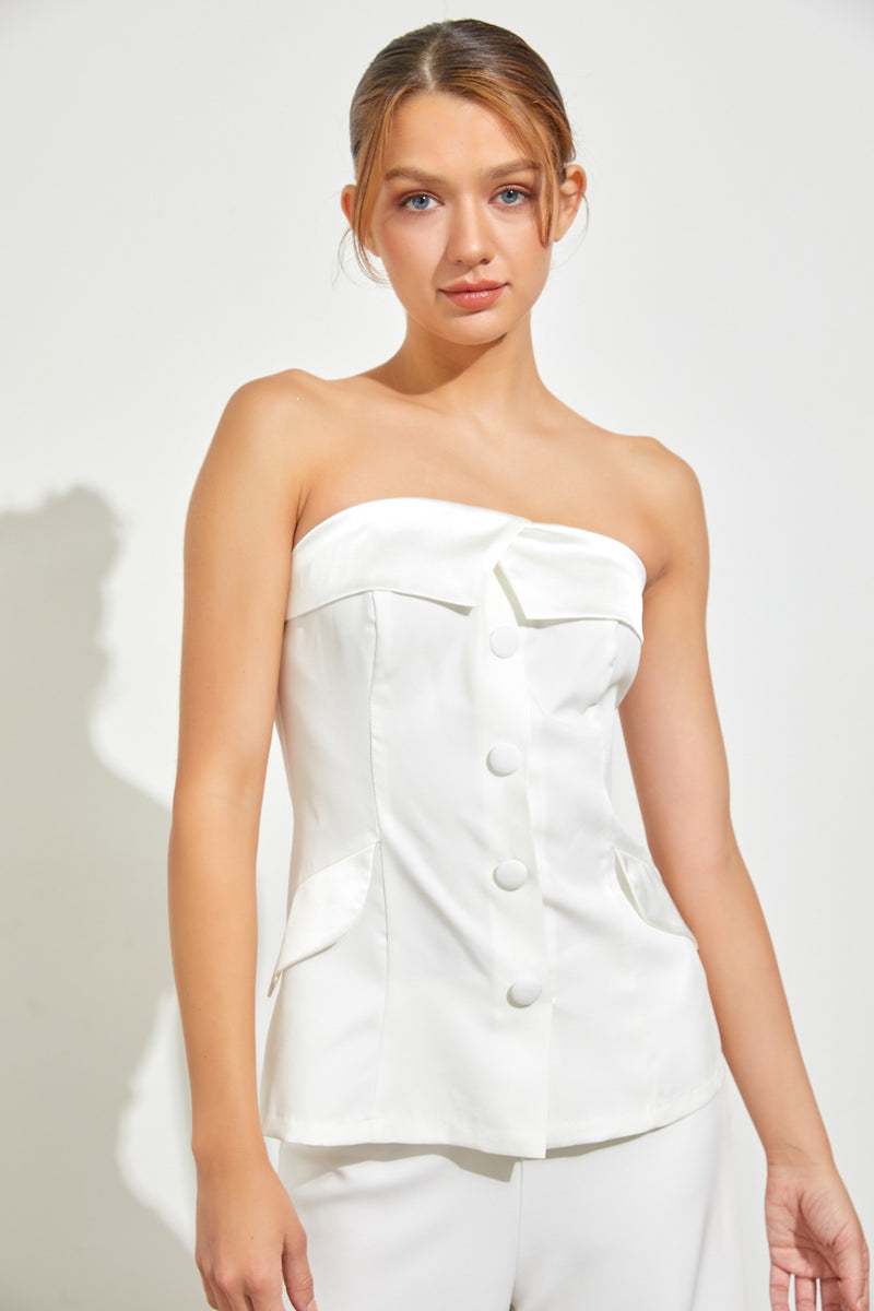 TUX TUBE TOP- WHITE