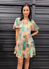 TROPICAL CHEETAH DRESS- TAN