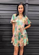 TROPICAL CHEETAH DRESS- TAN