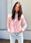 MILLIE STRIPED SWEATER- PINK/WHITE