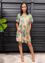 TROPICAL CHEETAH DRESS- TAN