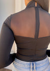 MESH SHEER BODYSUIT- BLACK