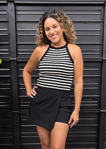 STRIPED KNIT TANK- B/W