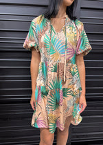 TROPICAL CHEETAH DRESS- TAN