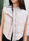 CORE CROPPED PUFFER VEST- NATURAL