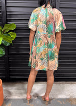 TROPICAL CHEETAH DRESS- TAN