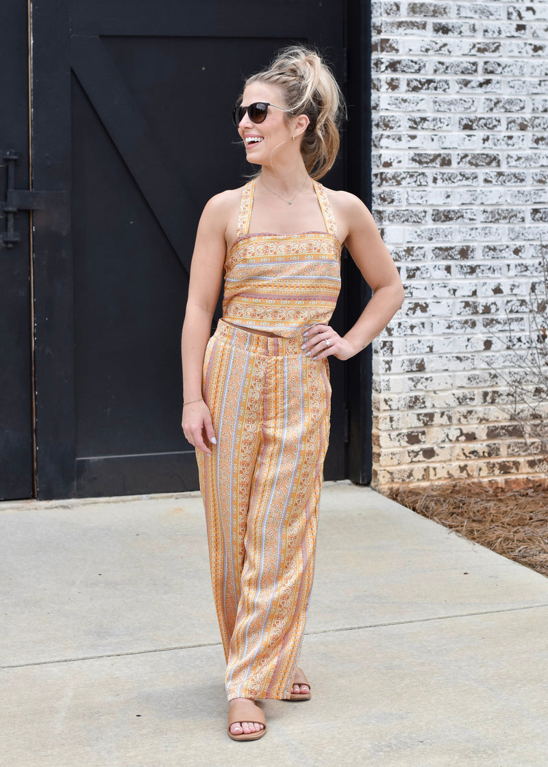 MOROCCO SATIN HALTER- GOLDEN