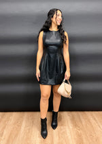 PRINCESS VEGAN LEATHER DRESS- BLACK