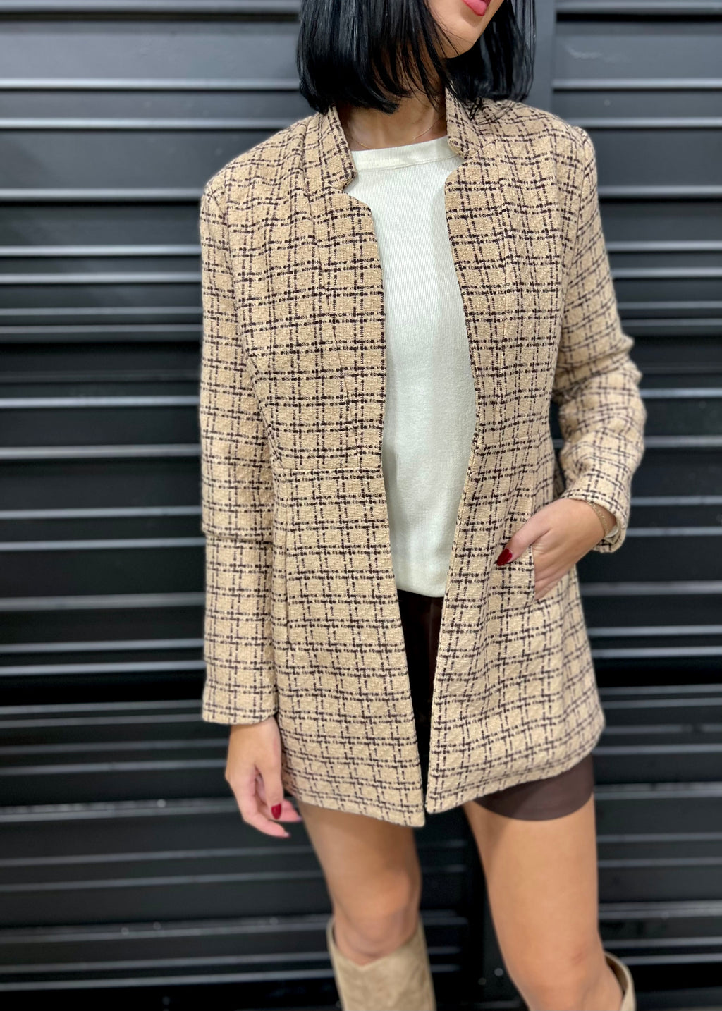 TWEED COAT- BROWN