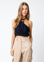 CONNIE DENIM CROP TOP- DARK