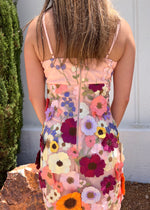 FLORAL APPLIQUE MINI DRESS- BLUSH PINK