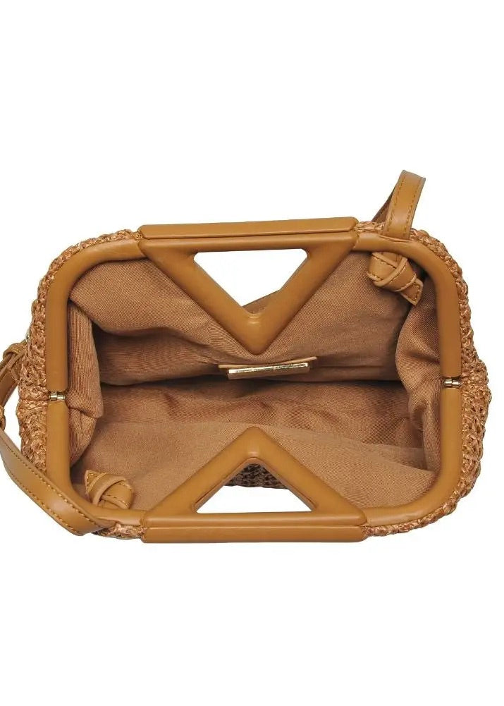 KAYLIN STRAW PURSE- TAN