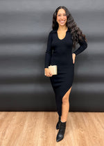 LOLA BODYCON KNIT DRESS- BLACK