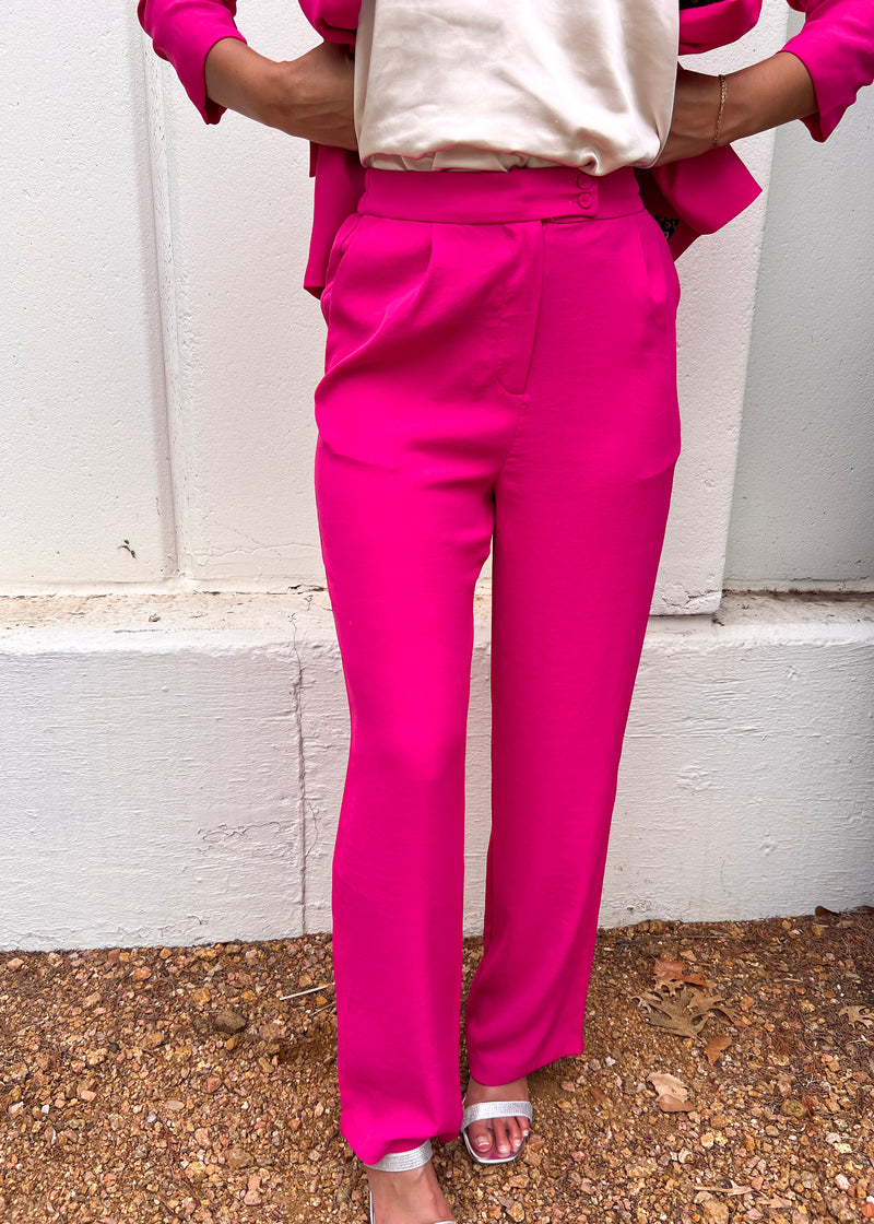 WIDE LEG TAB PANT- BERRY PINK