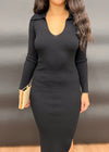 LOLA BODYCON KNIT DRESS- BLACK