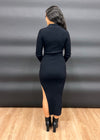 LOLA BODYCON KNIT DRESS- BLACK