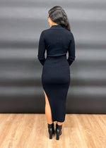 LOLA BODYCON KNIT DRESS- BLACK