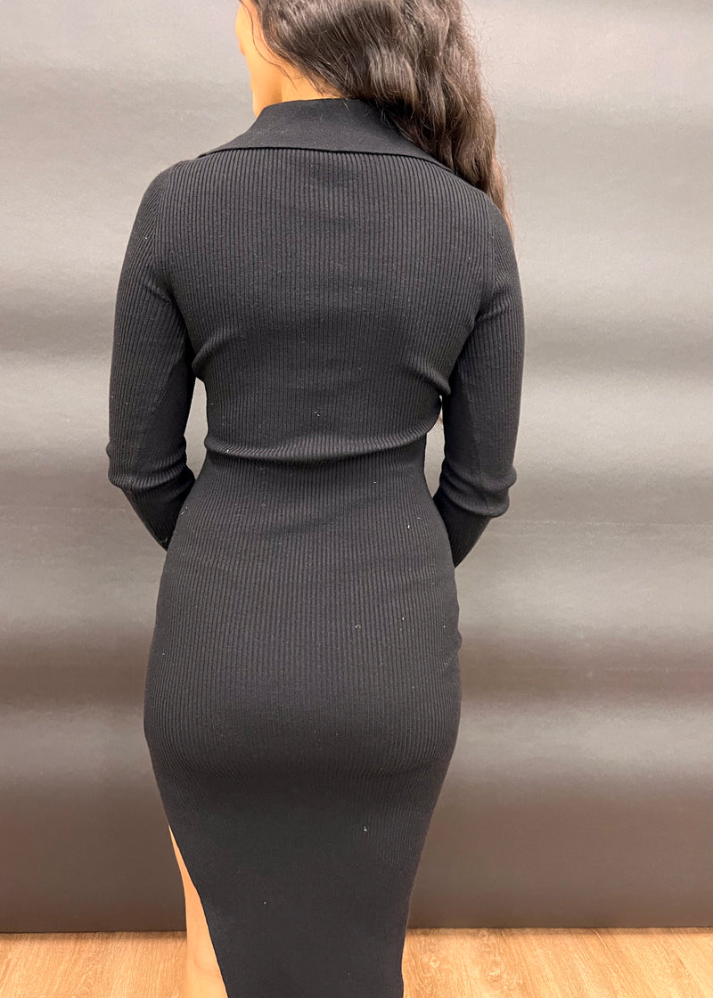 LOLA BODYCON KNIT DRESS- BLACK