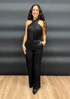 MIDNIGHT VELVET HALTER- BLACK
