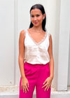 SATIN LACE CAMI- CREAM