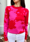 JOSEPHINE FLORAL SWEATER- RED/PINK