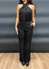 MIDNIGHT VELVET HALTER- BLACK