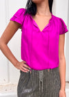 LIV SATIN RUFFLE TOP- ORCHID