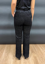 MIDNIGHT GLITTER DOT VELVET PANTS- BLACK