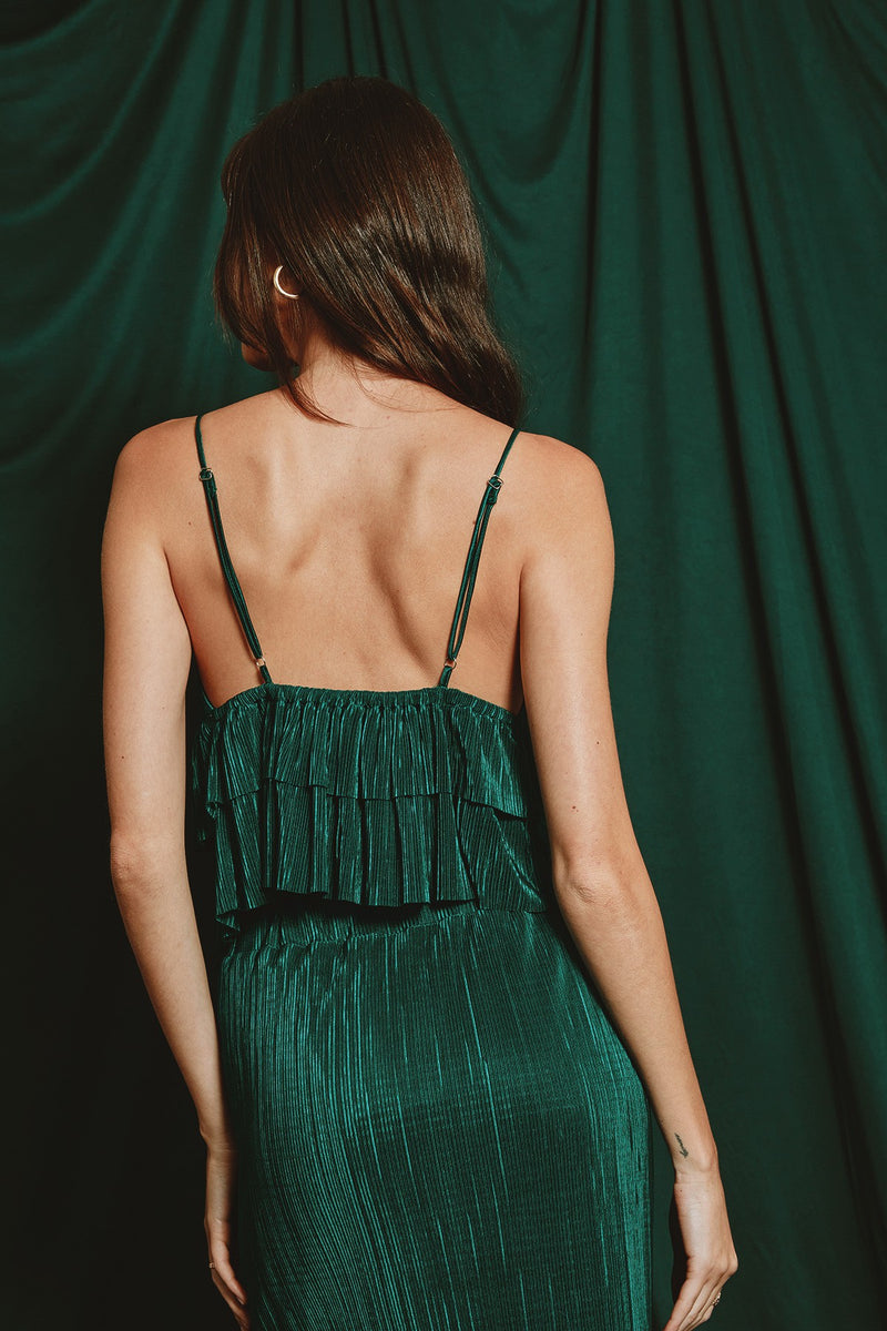 PLEATED RUFFLE CAMI- JADE