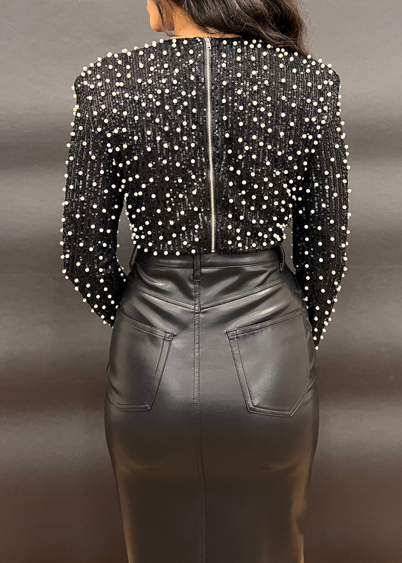 PEARLA CROP TOP- BLACK