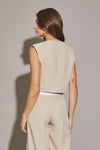 BUTTON UP VEST- BONE