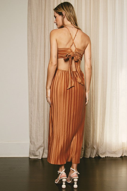 PRETTY PLEATS CUT OUT DRESS- SIENNA
