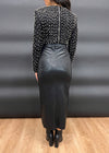 GIA VEGAN LEATHER MIDI SKIRT- BLACK