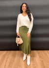 LAMIA SATIN SKIRT- OLIVE